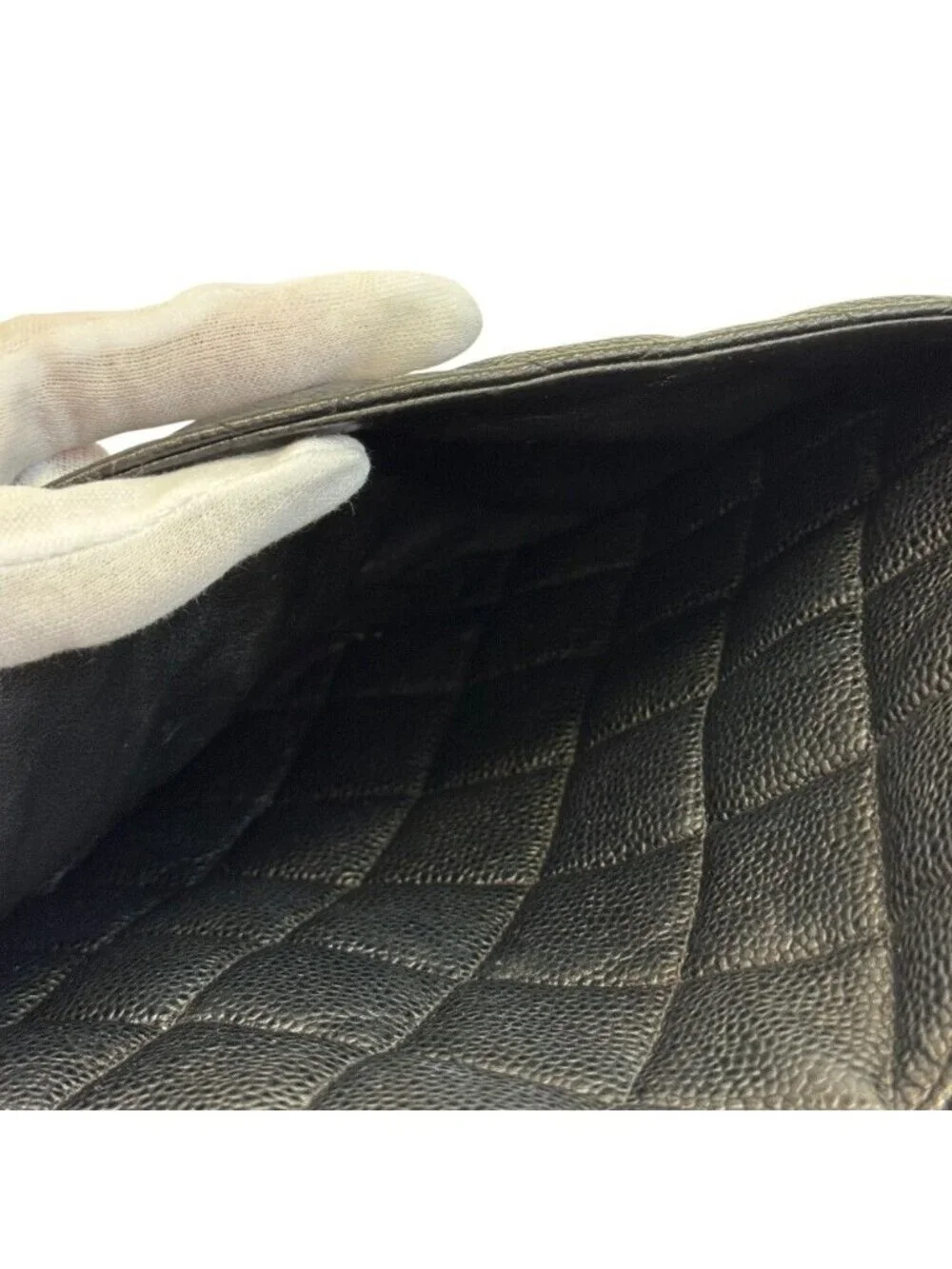 Chanel Reissue Tote Logo Caviar Leather Handbag Black Gold